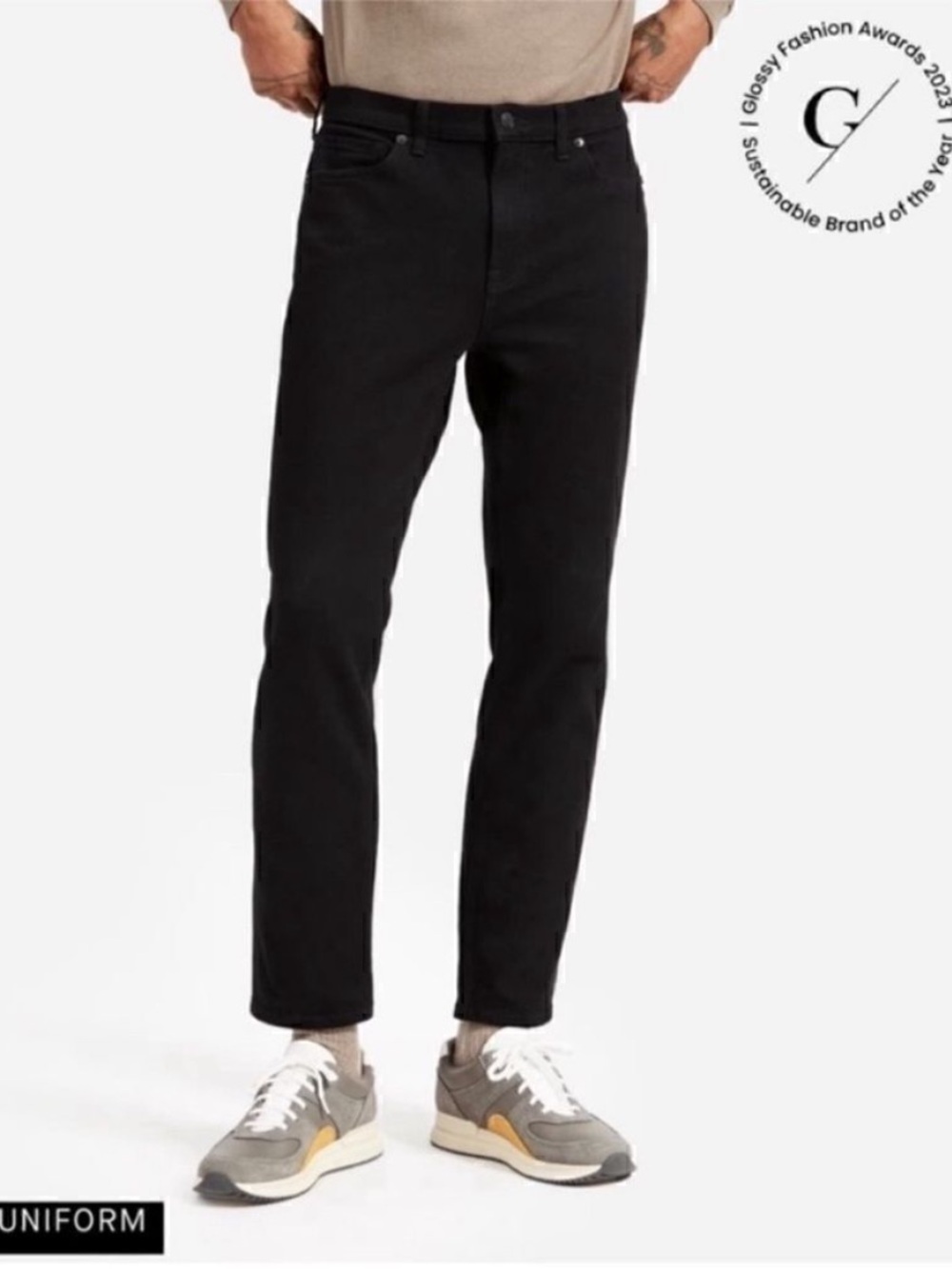 New Everlane The Relaxed 4-Way Stretch Organic Jean in Black Size 33 X 32